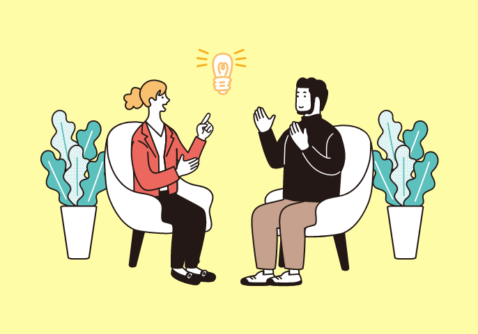 カフェで会話する人々のイメージ